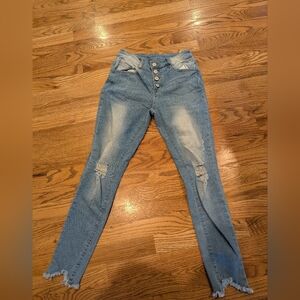 Women's Blue Distressed Jeans